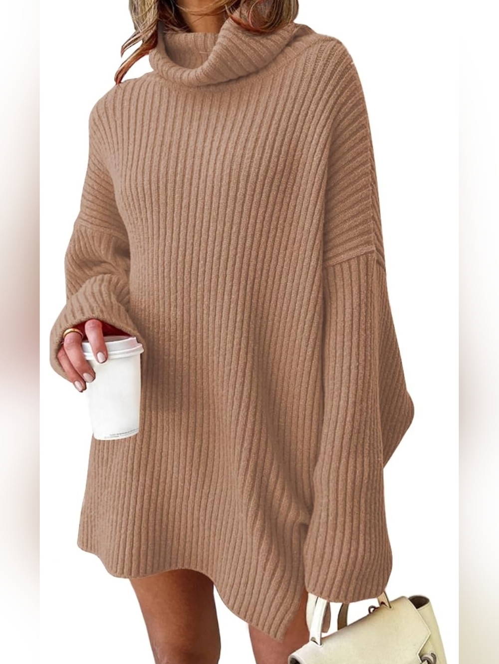 Short Tan Sweater Dress